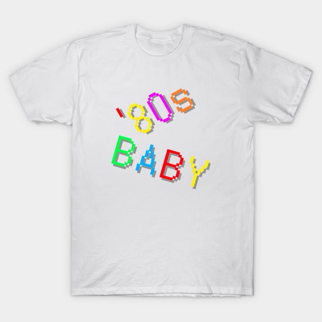 '80s Baby. Colorful Retro Design. (White Background) T-Shirt by Art By LM Designs 